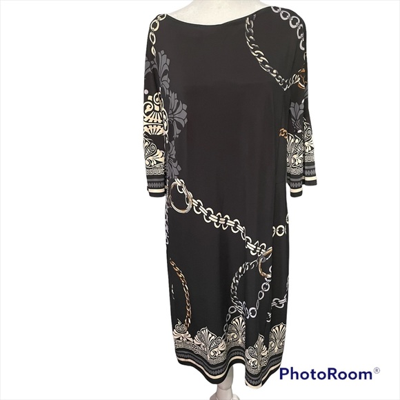 Evan Piccone Black Chain Design Dress Size 12 - Picture 2 of 8